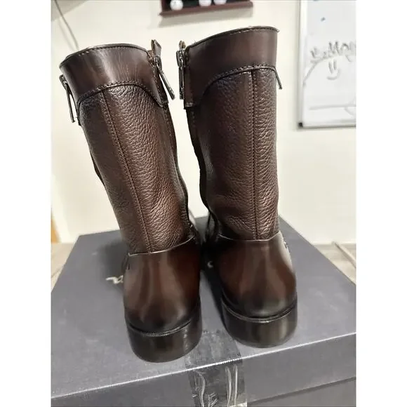 802VNBS - Franco Cuadra brown dress casual leather zip ankle boots for men